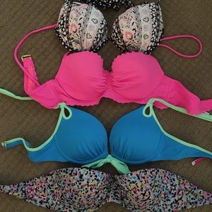 4 VICTORIA SECRET LOT OF 4 bikini tops 34B